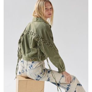 BDG Samarria Laced Fringe Denim Trucker Jacket